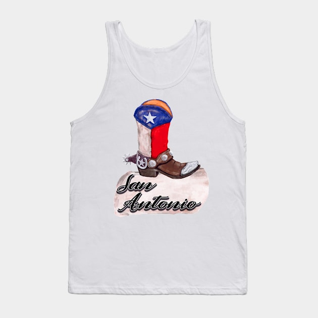 San Antonio Texas Cowboy Boot Tank Top by TravelTime